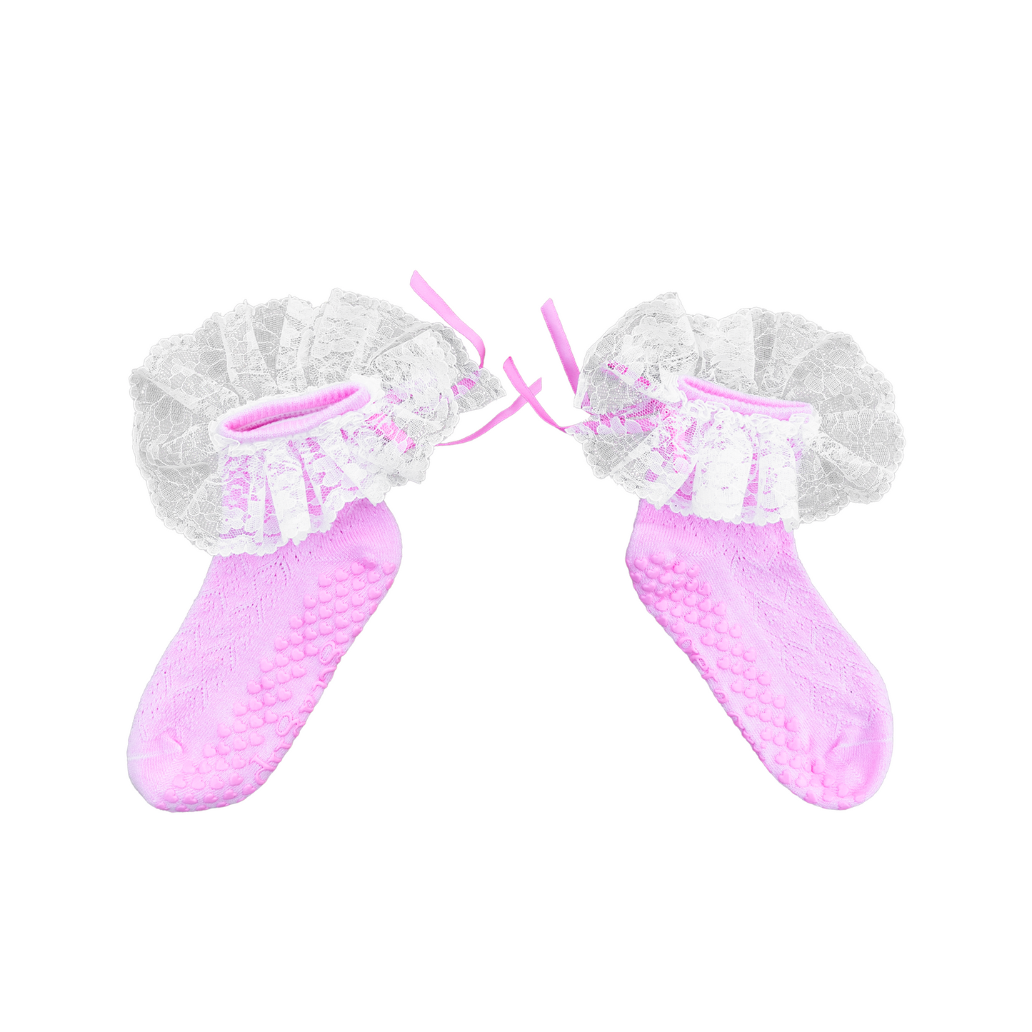 Pink Lace Grippy Socks