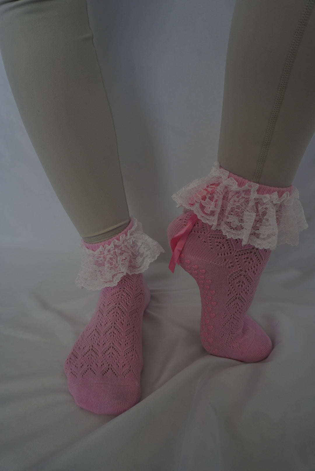 Pink Lace Grippy Socks